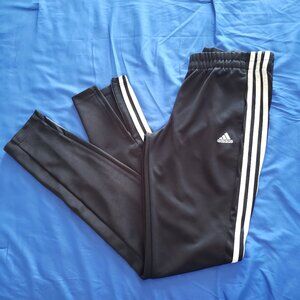 Adidas Climalite Womens S Black Track Pants Zip Ankle 3 Stripe 31 inch inseam
